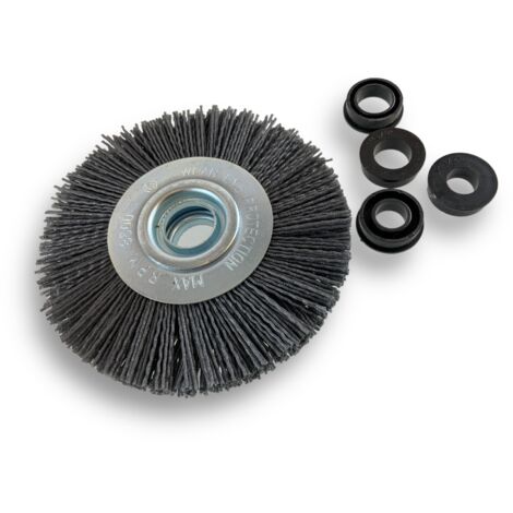 Brosse circulaire NYLON Abrasif  Ø 125 mm  Epaisseur 2 rangs  Carbure de silicium Grain 120  Alésage 16 mm  Touret meuleuse ponceuse  Brossage décapage dérouillage  Kibros 234127KR120