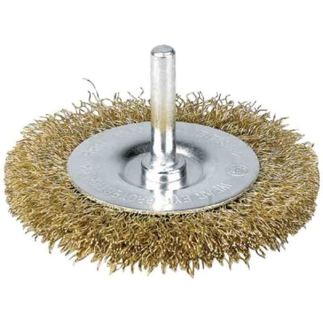Brosse circulaire sur tige - SCID - Fils acier laitonné ondulés - Diamètre 75 mm