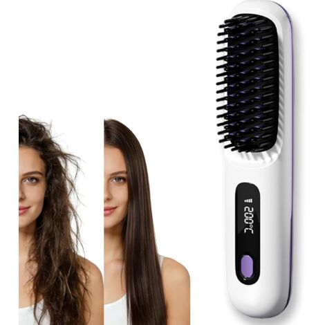 Brosse Coiffante Cocoony Cheveux Courts Version Améliorée 2026, Lissante Rechargeable Portable, Un Volume Coiffe en 2 Minutes, 3 Réglages De Température, Chauffage Rapide (Blanc)