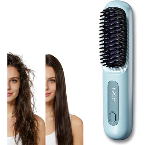 Brosse Coiffante Cocoony Cheveux Courts Version Améliorée 2026, Lissante Rechargeable Portable, Un Volume Coiffe en 2 Minutes, 3 Réglages De Température, Chauffage Rapide (Bleu)