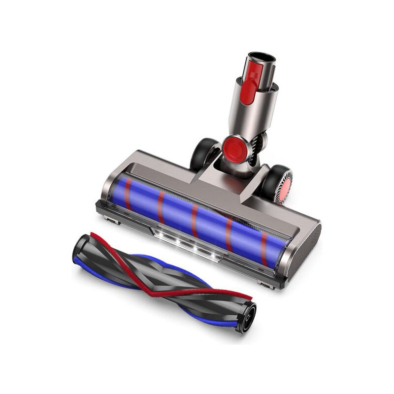 Brosse Compatible avec Aspirateur Dyson V7 V8 V10 V11 V15, Brosse Dyson Flexible et Pivotante à 180° avec 4 Lampes Frontales LED et 2 Rouleaux de