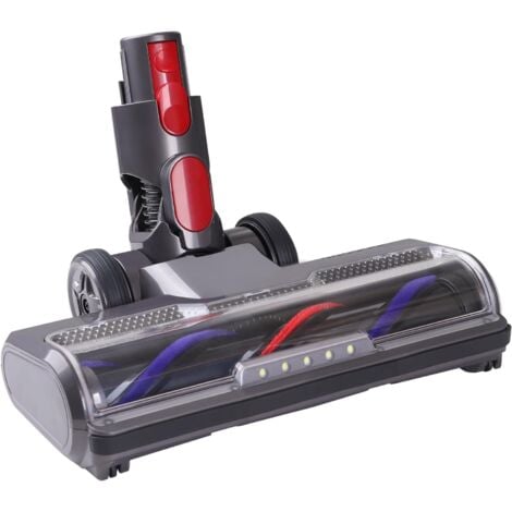 KEYOUNG Brosse compatible avec Dyson V7, V8, V10, V11, V15, brosse de sol à entraînement direct et 5 lumières LED pour tapis à poils courts et sols durs Gris.