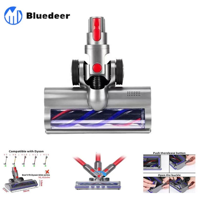 Brosse Compatible avec Dyson V7 V8 V10 V11 V15, Tête de Brosse Turbo à Entraînement Direct