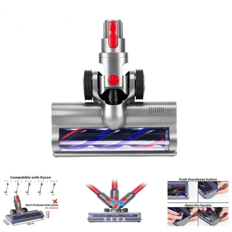 Brosse Compatible avec Dyson V7 V8 V10 V11 V15, Tête de Brosse Turbo à Entraînement Direct