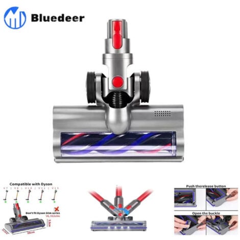 Brosse Compatible avec Les Aspirateurs Dyson V7, V8, V10, V11, V15, Tête de Nettoyage à Entraînement Direct avec 4 Phares Avant pour Sols Durs et Moquettes