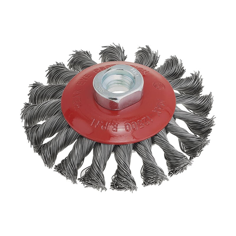 Fervi - Brosse conique a faisceaux torsades en inox 120 mm raccord m14 scr120i