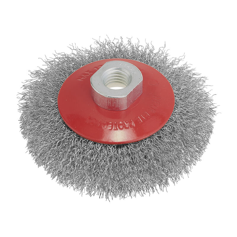 Brosse conique a fils ondules inox 150 mm raccord m14 Fervi scf150i