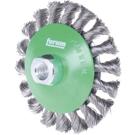 Brosse conique inoxydable M14 115 x 0,50 mm nouée