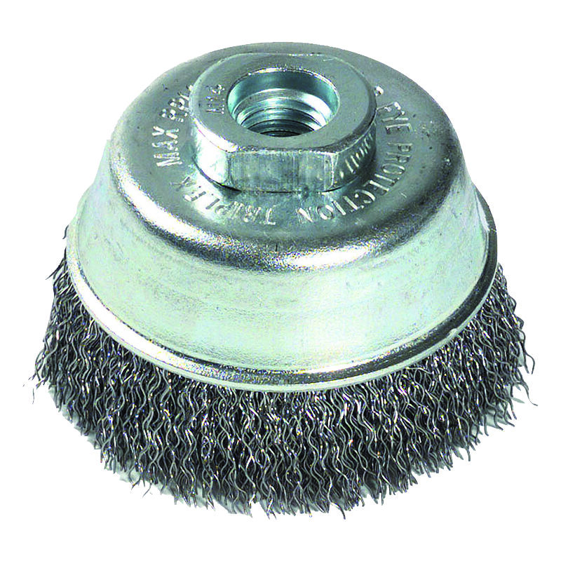 Brosse coupe - fils ondul&eacute;s - axe : 14 mm - D: 90 mm