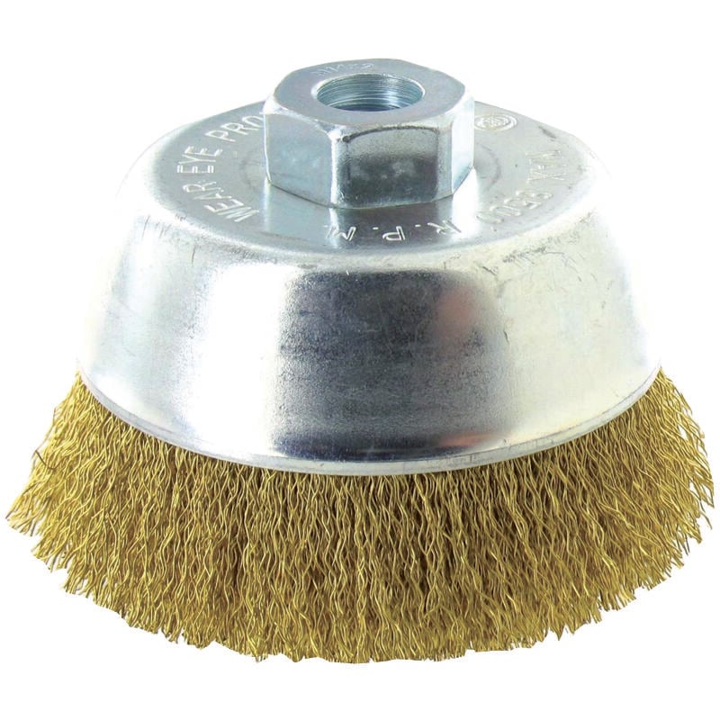 Tivoly - Brosse Coupe • Fil Laiton • Ø70mm • Alésage M14 • Pour Décapage du Bois