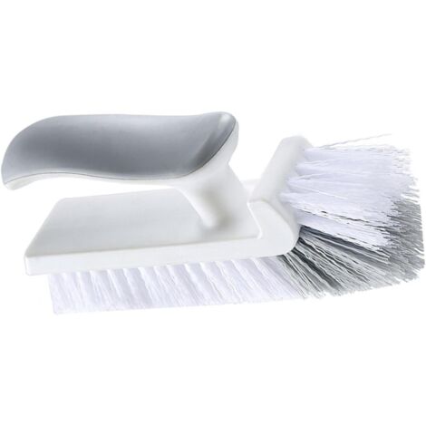 Brosse d'angle en forme de V pour miroir, carrelage de douche, salle de bain, cuisine et usage domestique (blanc/gris)