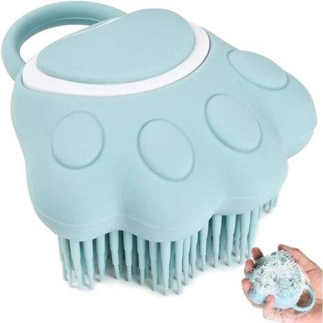 Brosse de Bain pour Chien et Chat, Brosse de Bain en Silicone Souple, avec Distributeur de Gel Douche,Brosse de Massage pour Animaux