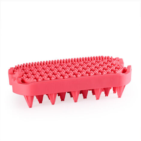 Brosse de bain pour chien et chat, brosse de toilettage double extrémité pour masser et épiler les chiens et chats à poils courts ou longs（pastèque rouge）
