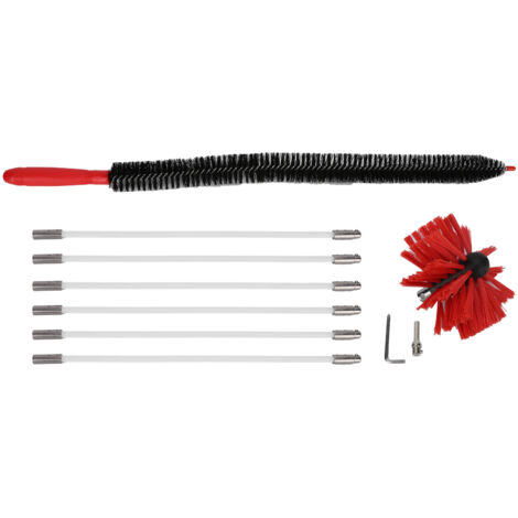 Brosse de Cheminée à Pression en Nylon Durable - Nettoyage Mur Intérieur Petit Format - Tige HEX 6 Branches 410mm Noir
