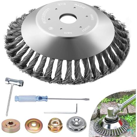 RQIURPN Brosse de désherbage pour débroussailleuse, 200 mm x 25,4 mm, Brosse métallique pour débroussailleuse, avec Brosse Anti-Mauvaises Herbes, Brosse à Mauvaises Herbes pour débroussailleuse