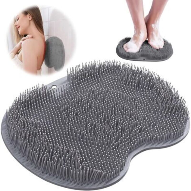 Brosse de douche pour pieds grise – Brosse de massage pour les pieds, poils antidérapants, doux et résistants à l'usure, nettoyage en profondeur des