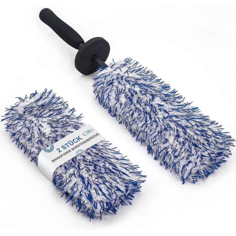 Brosse de jantes de voiture en fibre - Livrée avec une housse de rechange souple, brosse de nettoyage de jantes longue