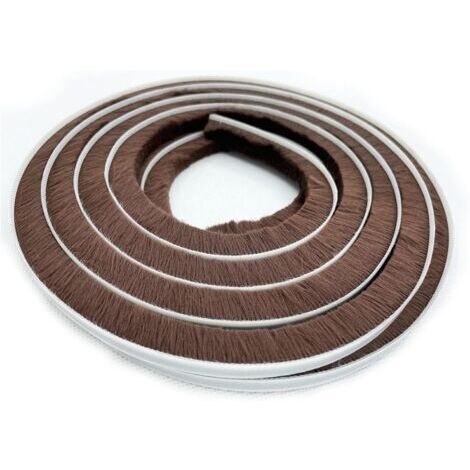 Brosse de joint d'étanchéité pour fenêtres/portes coulissantes, côté cadre (16 pi x 11/32 po de support x 9/16 po de brosse,brun)