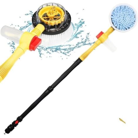Brosse de Lavage de Noiture Rotative avec Poignée Longue, Kit de lavage de voiture à Mousse Automatique avec Brosse de Nettoyage