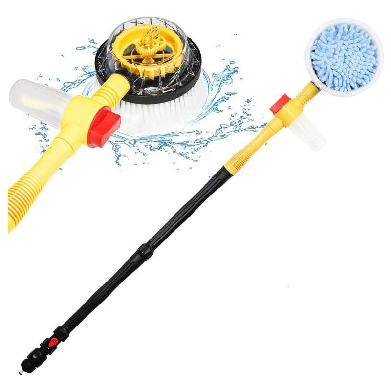 SNQ - Brosse de Lavage de Noiture Rotative avec Poignée Longue, Kit de lavage de voiture à Mousse Automatique avec Brosse de Nettoyage, Pistolet de