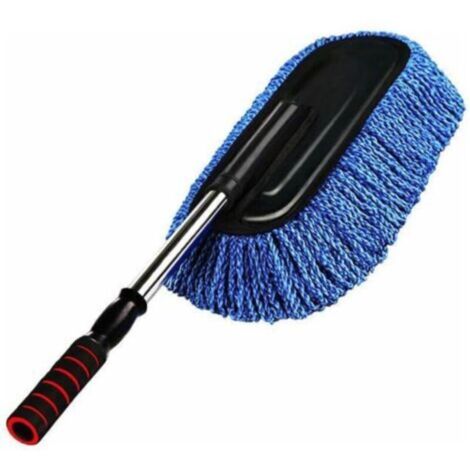 Brosse de lavage de voiture, Microfibre Anti-statique voiture nettoyage cire Drag Duster Remover, voiture Duster Remover Poignée télescopique  (bleu)