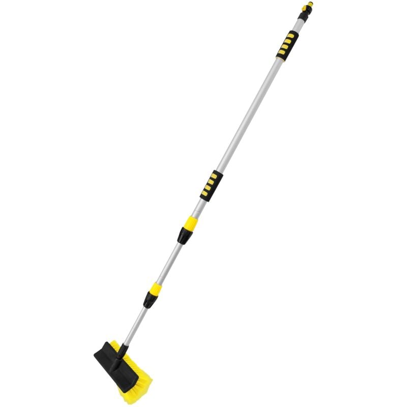 Ecd Germany - Brosse de Lavage Auto avec Manche Télescopique, Réglable de 130 à 300 cm, Interrupteur Marche/Arrêt, Poils Doux, en Aluminium, pour