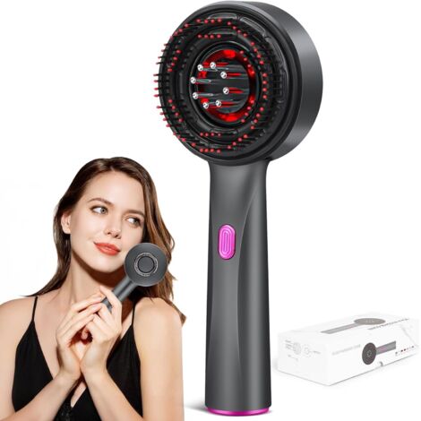 Brosse de massage électrique 3 en 1 pour le cuir chevelu - Applicateur d'huile capillaire étanche IPX7 et masseur de tête pour la croissance des cheveux, utilisation à domicile et en voyage (Rouge)