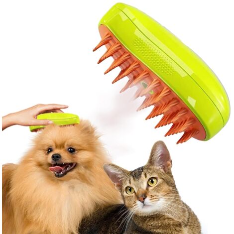 Brosse de massage vapeur autonettoyante pour chats, verte