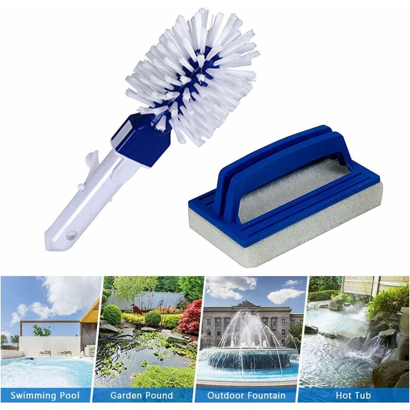 Sunflower - Brosse de nettoyage 2pcs bout rond carré 1pc bleu brosse éponge ligne de flottaison brosse de piscine en plastique tête de brosse de