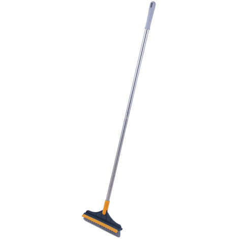 Brosse de nettoyage avec raclette 120° rotative, manche long pour coins, cuisine, salle de bain (carreaux, verre)