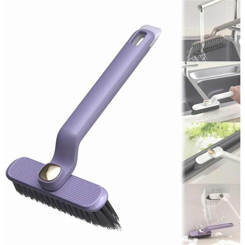 Brosse de nettoyage de crevasses rotative multifonctionnelle-violet, brosse de nettoyage de crevasses à poils rigides, brosse de nettoyage de