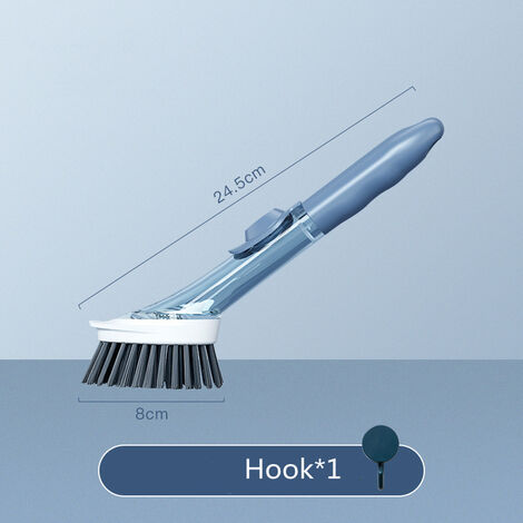Brosse de nettoyage de cuisine 2 en 1, éponge de nettoyage à Long manche, distributeur de brosse amovible, brosse à vaisselle pour outils de cuisine,blue
