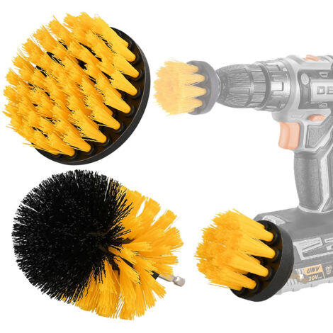 Brosse de nettoyage de foret, brosse de perçage 3pcs, brosse de nettoyage rotative, perçage de surface salle de bain douche carrelage cuisine tapis voiture