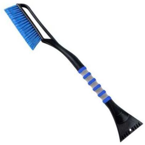 Brosse de nettoyage de voiture 2en1 Fouet grattoir à glace Grattoir à glace amovible Brosse à feuilles et à pollen (ABS,brosse PVC,68CM) -bleu