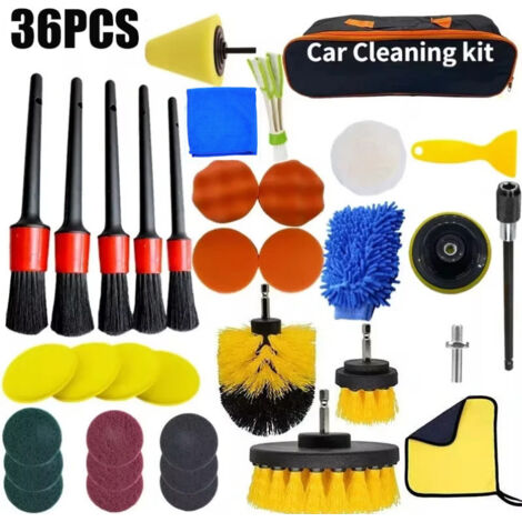 Brosse de nettoyage de voiture (lot de 36), brosse à poils souples anti-rayures, adaptée au nettoyage intérieur et extérieur.