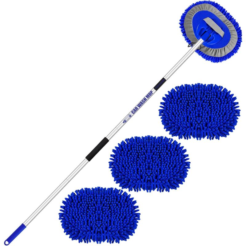 Brosse de nettoyage de voiture, manche télescopique, kit de brosses en microfibre, 157 cm, 62 pouces, balai de nettoyage pour détails de voiture