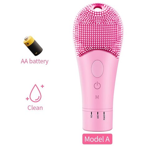 Brosse de nettoyage du visage électrique en Silicone, étanche, nettoyeur de Pores en profondeur, Vibration, soins de la peau, Massage,Belgique,Pink-Battery