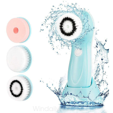 Brosse de nettoyage du visage électrique rotative 3 en 1, nettoyage en profondeur de la peau, nettoyage ultrasonique étanche,Blue