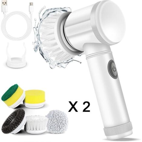 Brosse de Nettoyage Électrique à Main avec 10 Têtes de Rechange pour Salle de Bain, Cuisine et Sol