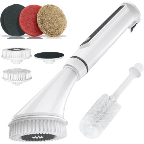 Brosse de nettoyage électrique - Brosse de nettoyage de salle de bain, épurateur électrique avec 6 têtes de brosse, brosse de nettoyage sans fil pour tasses, douche, carrelage（1pc）