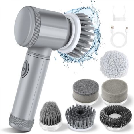 Brosse de nettoyage électrique grise, multifonctionnelle pour la cuisine et la salle de bain, cireuse à chaussures électrique