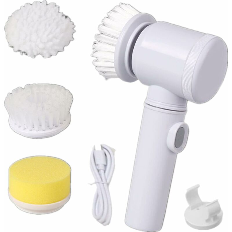 Csparkv - Brosse de Nettoyage électrique, Handheld Spin Scrubbe, épurateur électrique avec 3 têtes de Brosse, kit de Nettoyage Automatique pour