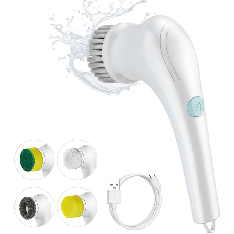 Decdeal - Brosse de nettoyage électrique multifonctionnelle avec 5 têtes de brosse pour sol/salle de bain/cuisine/carrelage/baignoire brosse de