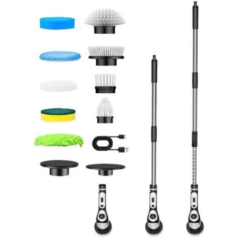 Brosse de nettoyage électrique multifonctionnelle Brosse à main sans fil vocale Artefact de nettoyage de sol à tige télescopique rotative automatique