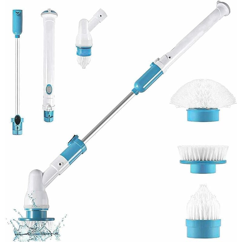 Brosse de nettoyage electrique reglable rotatif sans fil avec 3 tetes de brosse Nettoyeur etanche rechargeable Pour salle de bain cuisine