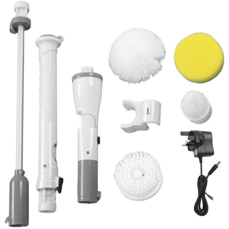 Brosse de Nettoyage Électrique sans Fil à Long Manche pour Salle de Bain, 100‑240V, Gris, Prise UK