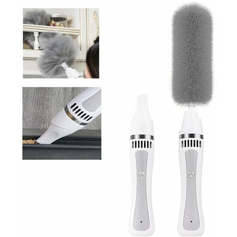 Brosse de nettoyage et aspirateur électrique sans fil pour plumeau, plumeau, stores, meubles, outil de nettoyage pour clavier d'ordinateur, canapé,