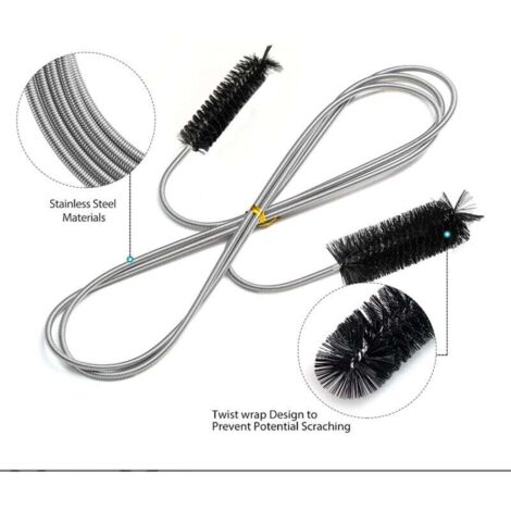 Brosse de nettoyage flexible pour tube d'alimentation - Outil de nettoyage de tuyau - Noir(2M)