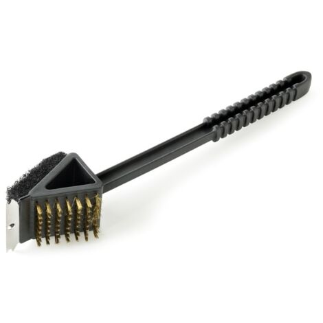 Brosse de nettoyage longue 3 en 1 – Pour barbecues et grils – Matière synthétique – Nettoyage efficace des graisses et résidus – Barbecook