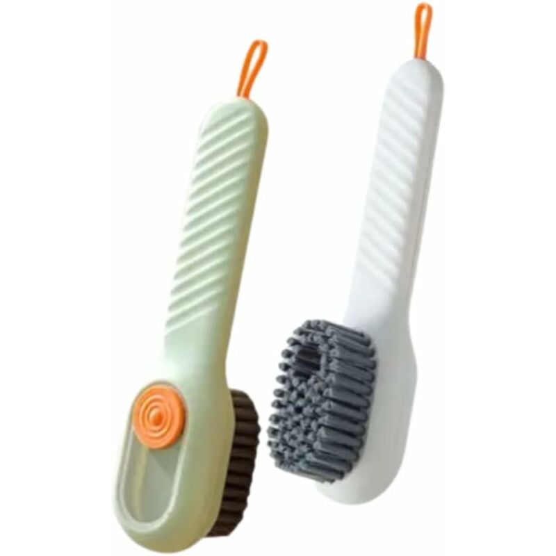 Sunxury - Brosse de nettoyage multifonctionnelle 2 pièces, brosse à chaussures à ajout de liquide, brosse de nettoyage à poils doux avec distributeur